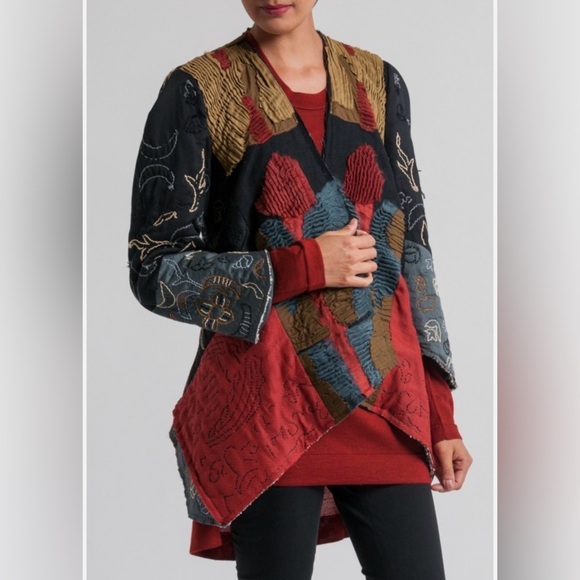 Urban Zen Jackets & Blazers - Urban Zen Patchwork Artisan Jacket M Linen Cotton Silk Hand Stitched Made In USA